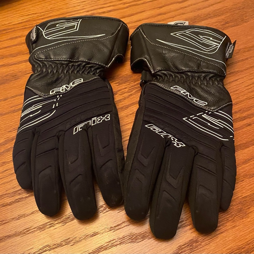 Five WFX Mix Motorcycle or ATV Gloves Black & White Leather & Neoprene